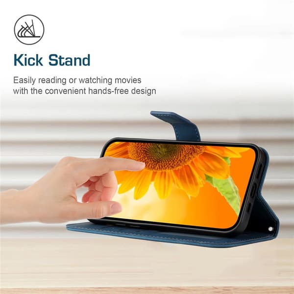 SKALO Præget Blomst Flip Cover til iPhone 18 Pro - Mørkeblå