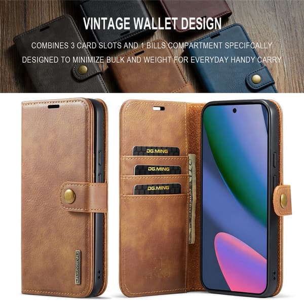 DG MING 2-i-1 Magnet Flip Cover til Google Pixel 11 Pro XL - Brun