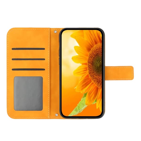 SKALO Embossed Flower Plånboksfodral för iPhone 18 Pro - Gul