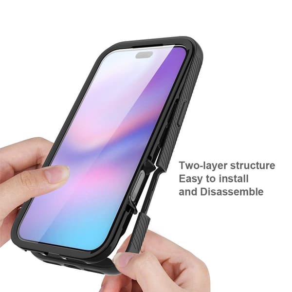 SKALO Shockproof Clear Hybrid+Skærmbeskyttelse Cover til iPhone 18 Pro Max - Blå