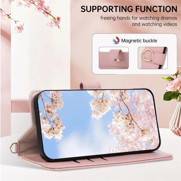 SKALO Litchi Plånboksfodral för Google Pixel 11 - Rosa