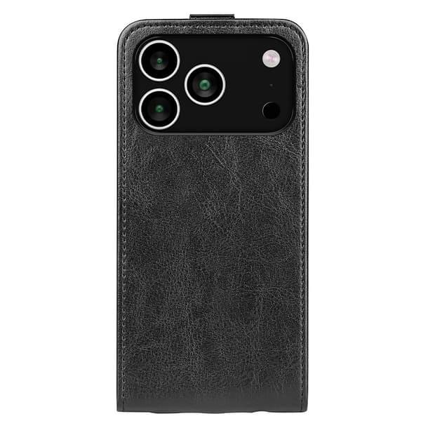 SKALO Vertical Flip PU-Læder Flip Cover til iPhone 18 Pro - Sort