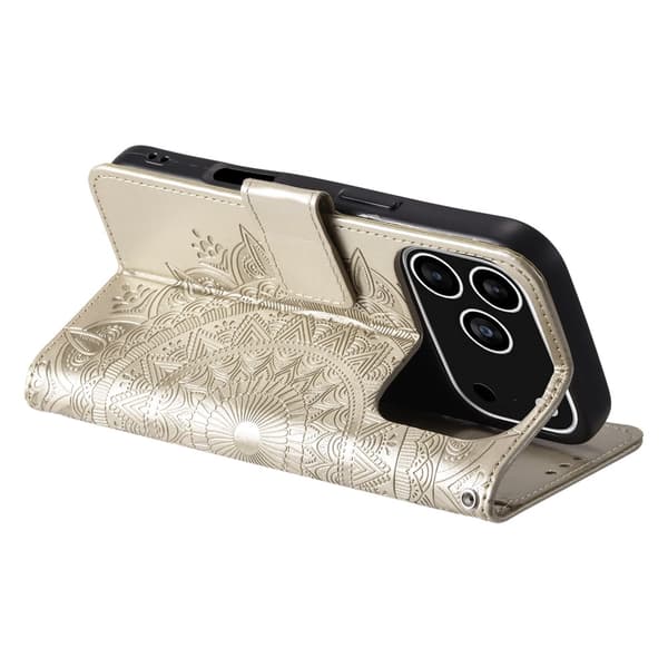 SKALO Mandala Flip Cover til iPhone 18 Pro - Guld