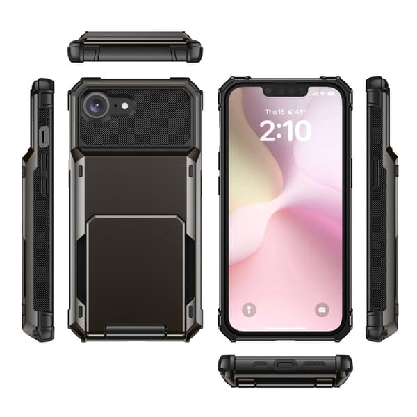SKALO Armor Flip Kortholder Cover til iPhone 17e - Sort