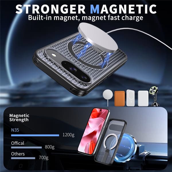 SKALO Hybrid Magnetring Stativ Cover til Google Pixel 11 - Sort