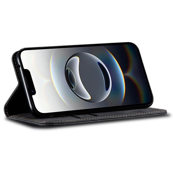 SKALO Jeans Flip Cover til iPhone 17e - Sort
