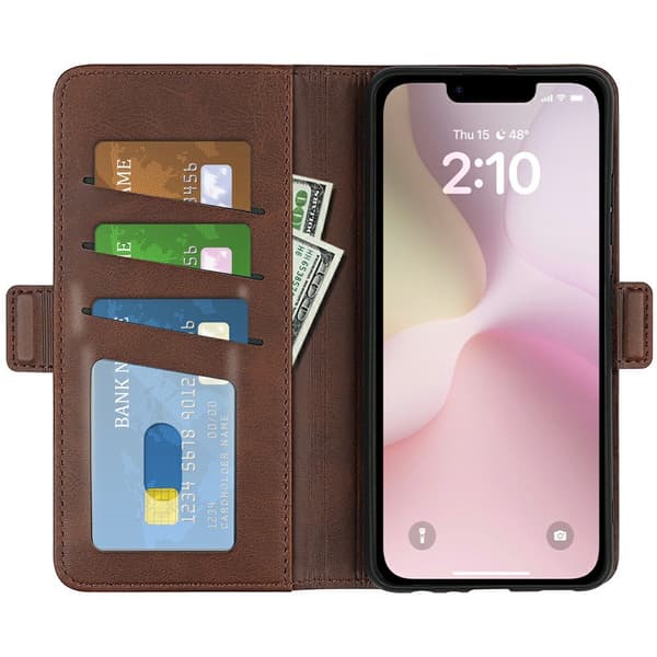 SKALO Premium ID Plånboksfodral för iPhone 17e - Brun