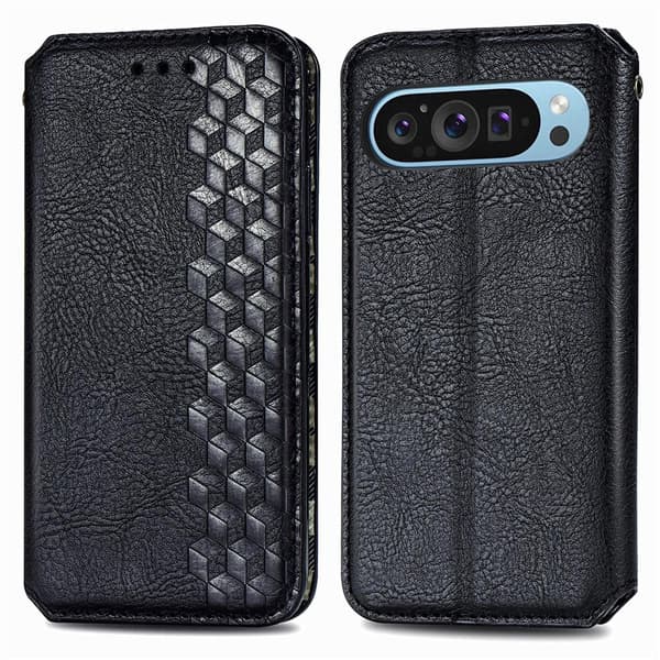 SKALO Embossed Premium Plånboksfodral för Google Pixel 11 - Svart