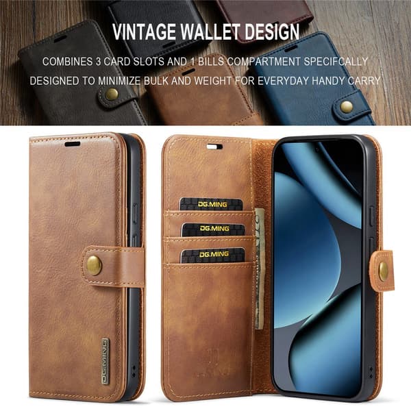 DG MING 2-i-1 Magnet Flip Cover til Google Pixel 11 Pro - Brun