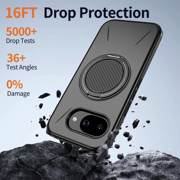 SKALO Roterende Ring Cover til Google Pixel 10a - Sort