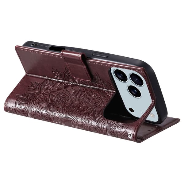 SKALO Mandala Plånboksfodral för iPhone 18 Pro Max - Brun