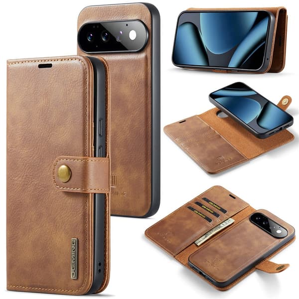 DG MING 2-i-1 Magnet Flip Cover til Google Pixel 11 Pro - Brun