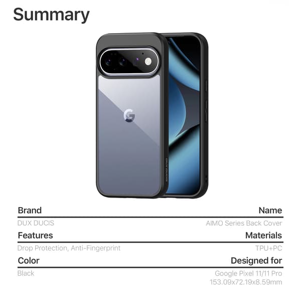 DUX DUCIS Aimo Series Cover til Google Pixel 11 Pro - Sort