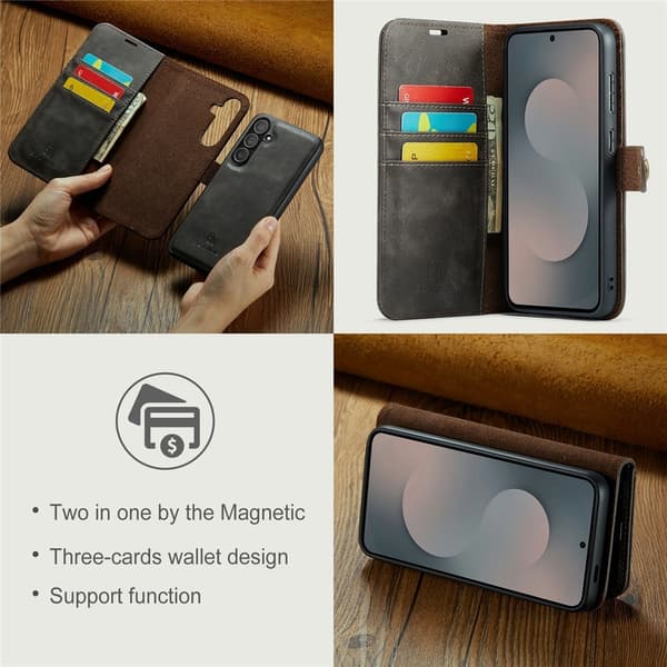 DG MING Samsung S25 FE 2-i-1 Magnet Plånboksfodral - Grå