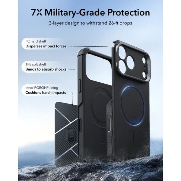ESR Cyber Tough Kickstand MagSafe Cover til iPhone 18 Pro Max - Sort