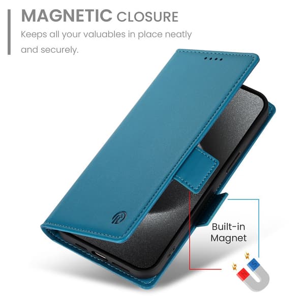 SKALO PU-læder Flip Cover til iPhone 18 Pro - Blå