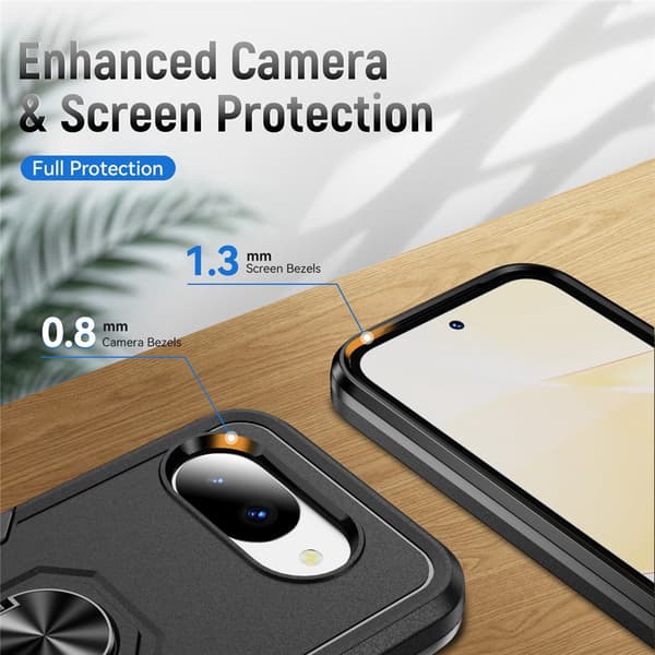 SKALO Armor Metalring Cover til Google Pixel 10a - Sort
