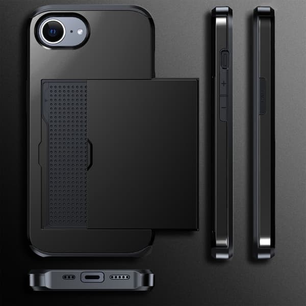 SKALO Armor Kortholder Cover til iPhone 17e - Sort