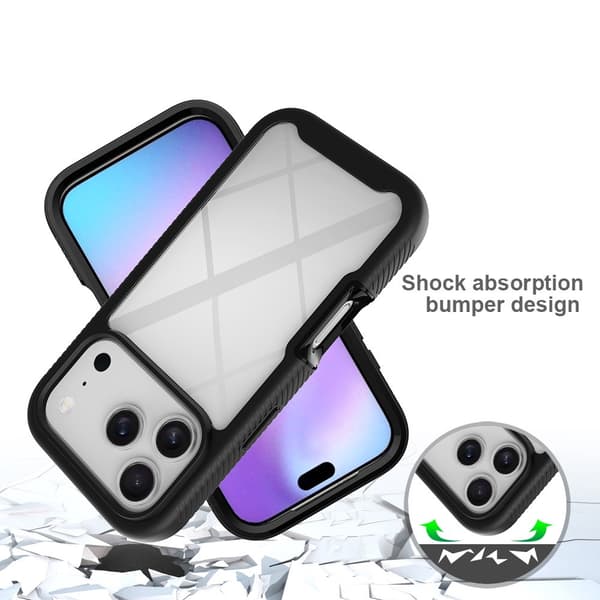 SKALO Shockproof Clear Hybrid Cover til iPhone 18 Pro - Sort