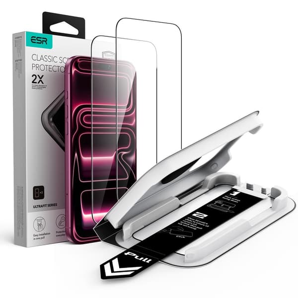 2-PACK ESR UltraFit Classic Tempered Glass Skærmbeskyttelse til iPhone 18 Pro Max - Sort