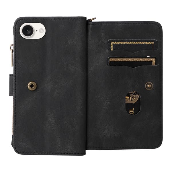 SKALO KT-2 Big Wallet 17-RUM Flip Cover til iPhone 17e - Sort