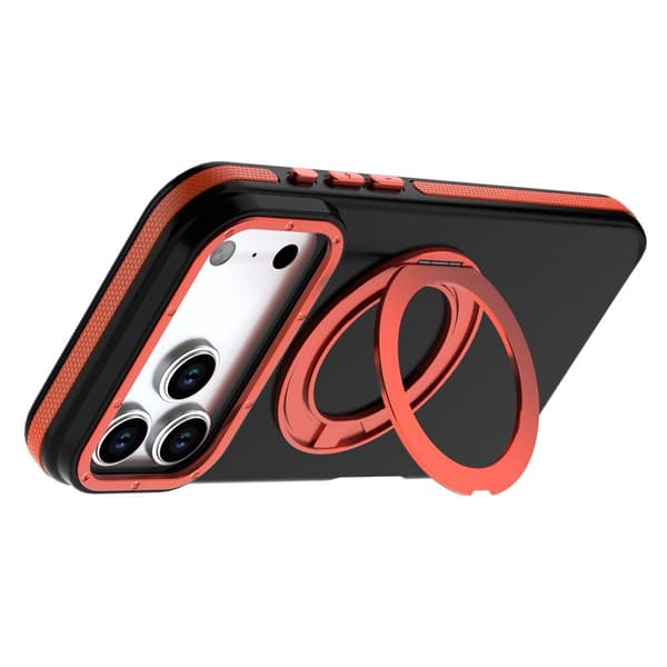 SKALO Hybrid 360° Ring Cover til iPhone 18 Pro - Sort-Orange