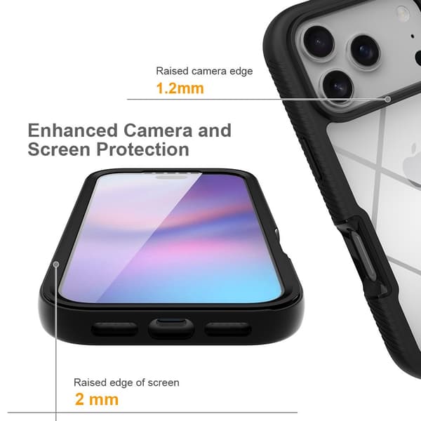 SKALO Shockproof Clear Hybrid+Skærmbeskyttelse Cover til iPhone 18 Pro - Blå