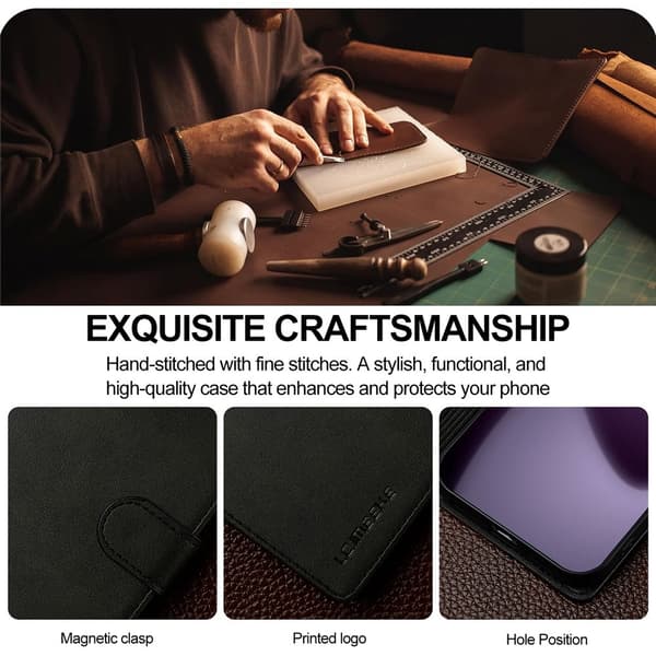 SKALO LC.IMEEKE Premium PU-læder Flip Cover til iPhone 18 Pro - Sort