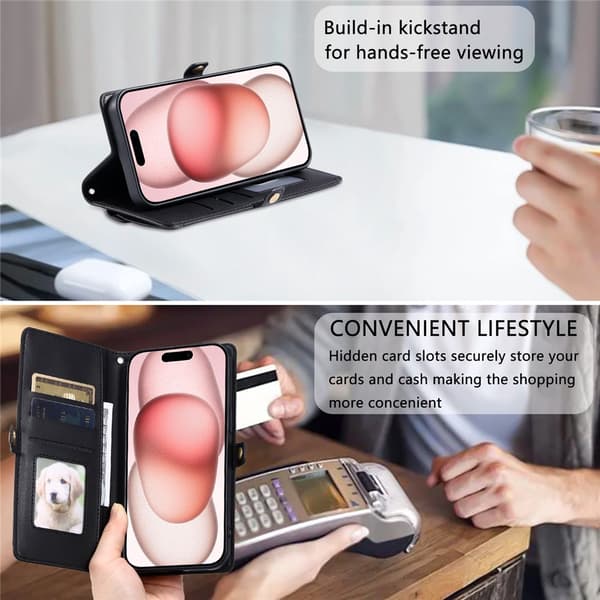 SKALO PU-Läder Envelope Plånboksfodral för iPhone 18 Pro Max - Svart