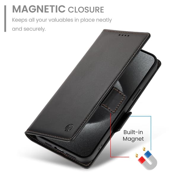 SKALO PU-læder Flip Cover til iPhone 18 Pro - Sort