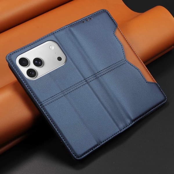 SKALO PU-Läder Plånboksfodral för iPhone 18 Pro Max - Blå