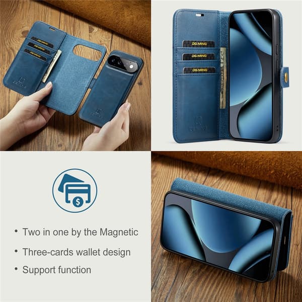 DG MING 2-i-1 Magnet Plånboksfodral för Google Pixel 11 Pro - Blå