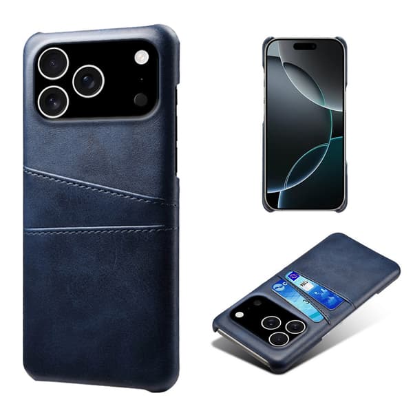 SKALO PU-Læder Kortholder Cover til iPhone 18 Pro - Blå
