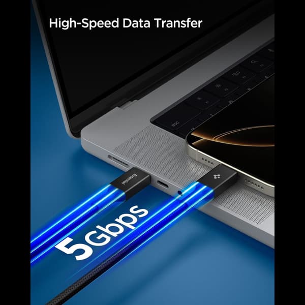 Spigen EB10015CC Essential USB-C-kabel 100W 1.5m - Svart