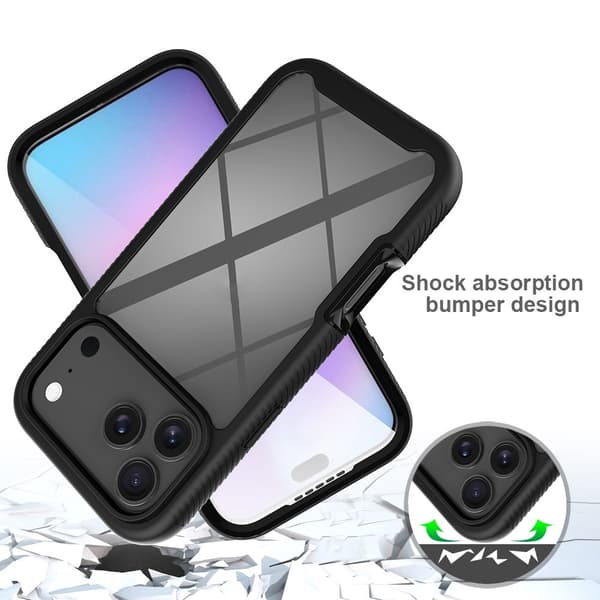 SKALO Shockproof Clear Hybrid+Skærmbeskyttelse Cover til iPhone 18 Pro Max - Blå