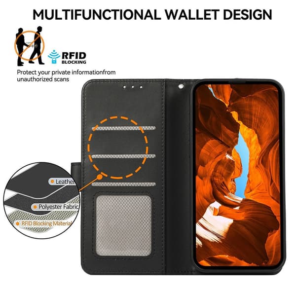 SKALO PU-Læder Flip Cover til iPhone 18 Pro - Sort