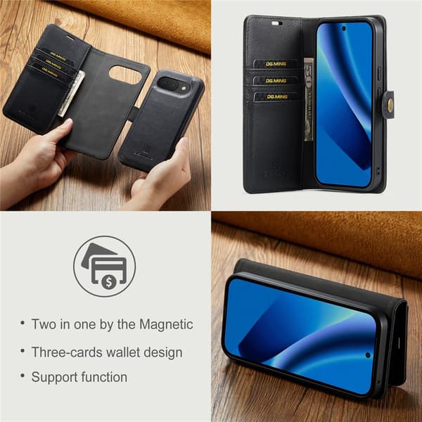 DG MING 2-i-1 Magnet Flip Cover til Google Pixel 10a - Sort