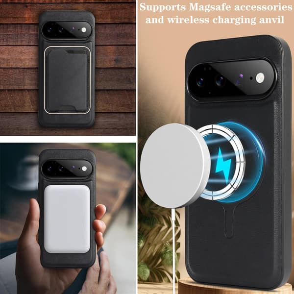 SKALO 2-i-1 Magnetisk kortholder Cover til Google Pixel 11 - Sort