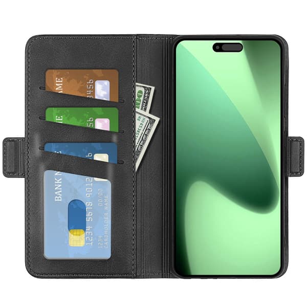 SKALO Premium ID Plånboksfodral för iPhone 18 Pro Max - Svart