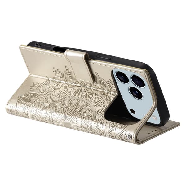 SKALO Mandala Plånboksfodral för iPhone 18 Pro Max - Guld