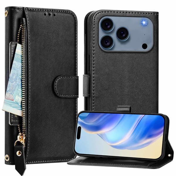 SKALO 8-RUM Flip Cover til iPhone 18 Pro - Sort