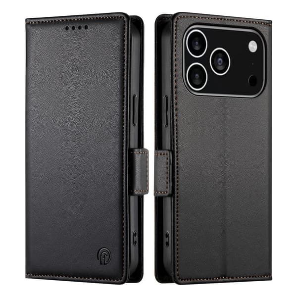 SKALO PU-Läder Plånboksfodral för iPhone 18 Pro - Svart