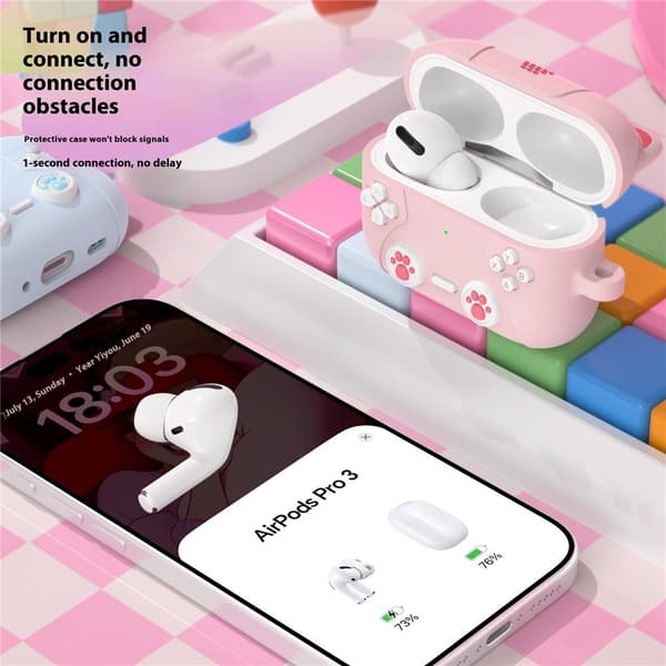 SKALO Cute Cat Controller Cover til AirPods Pro 3 - Sort
