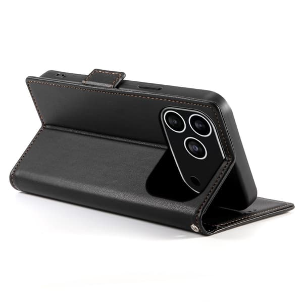 SKALO PU-læder Flip Cover til iPhone 18 Pro - Sort