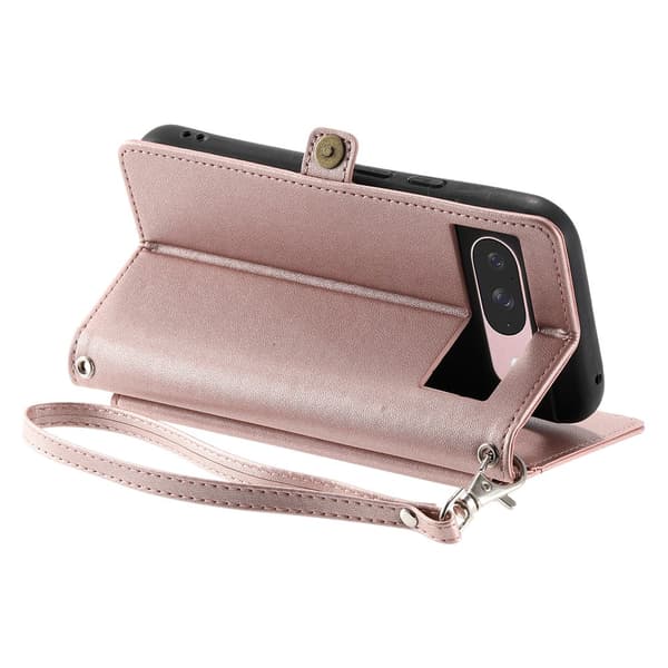 SKALO PU-Läder Envelope Plånboksfodral för Google Pixel 11 - Roséguld