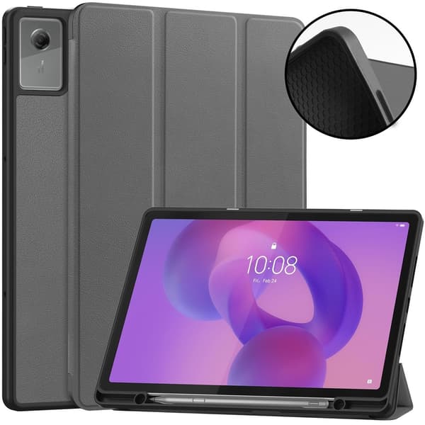 SKALO Trifold Cover til Lenovo Idea Tab Plus - Grå