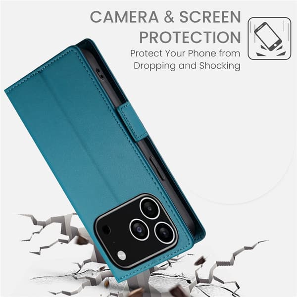 SKALO PU-læder Flip Cover til iPhone 18 Pro - Blå