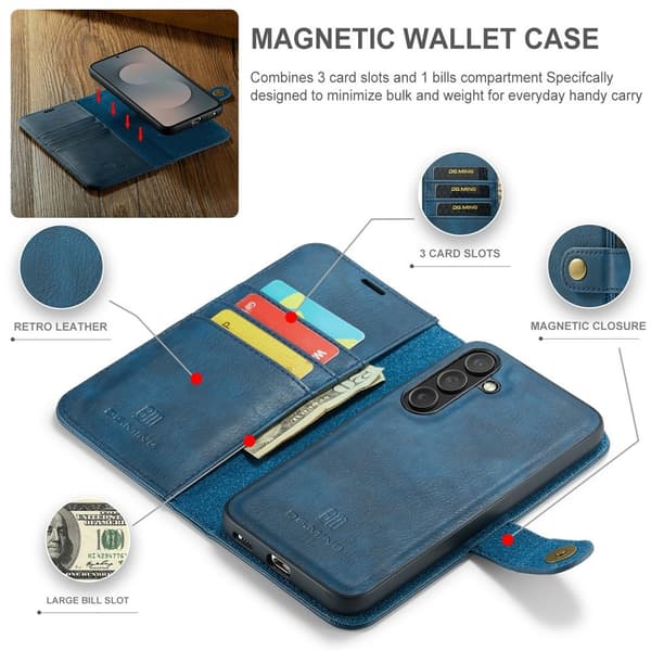 DG MING Samsung S25 FE 2-i-1 Magnet Plånboksfodral - Blå