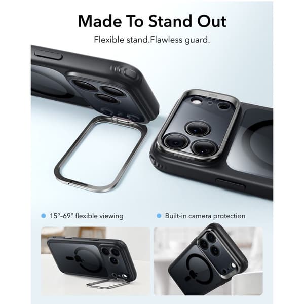ESR Classic Hybrid Kickstand MagSafe Cover til iPhone 18 Pro – Sort
