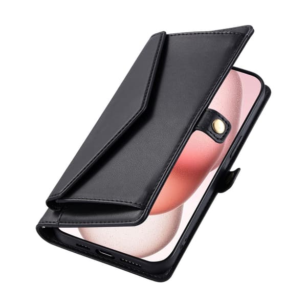 SKALO PU-Læder Kuvert Flip Cover til iPhone 18 Pro - Sort